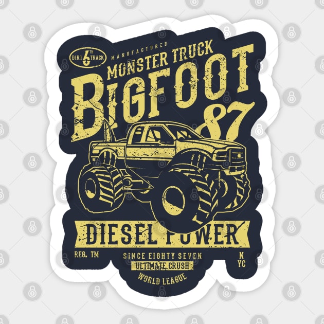 Monster Truck Big Foot Diesel Power 1987 Sticker by JakeRhodes